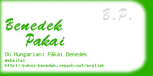 benedek pakai business card
